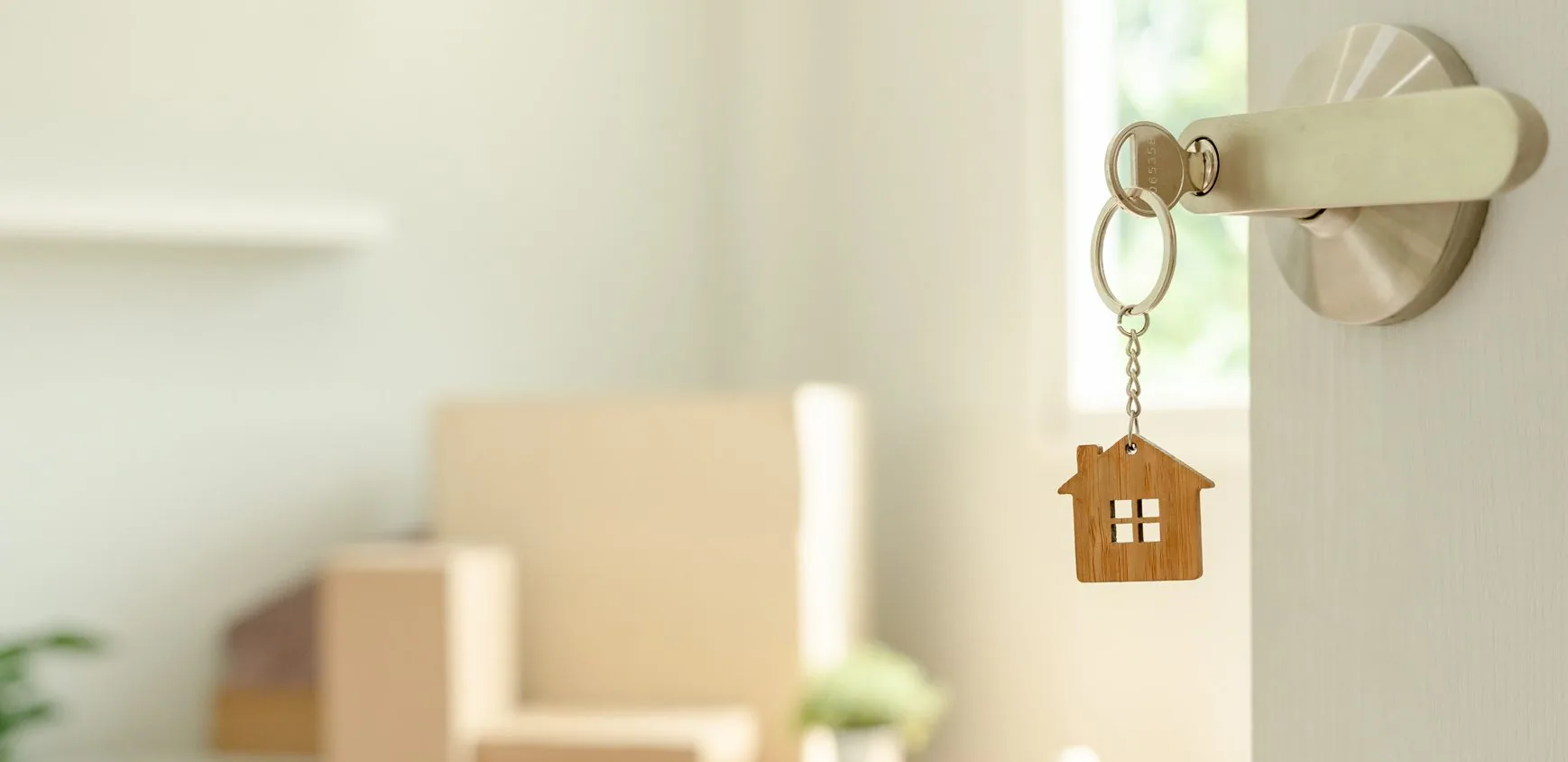 Keys in the door of a new home